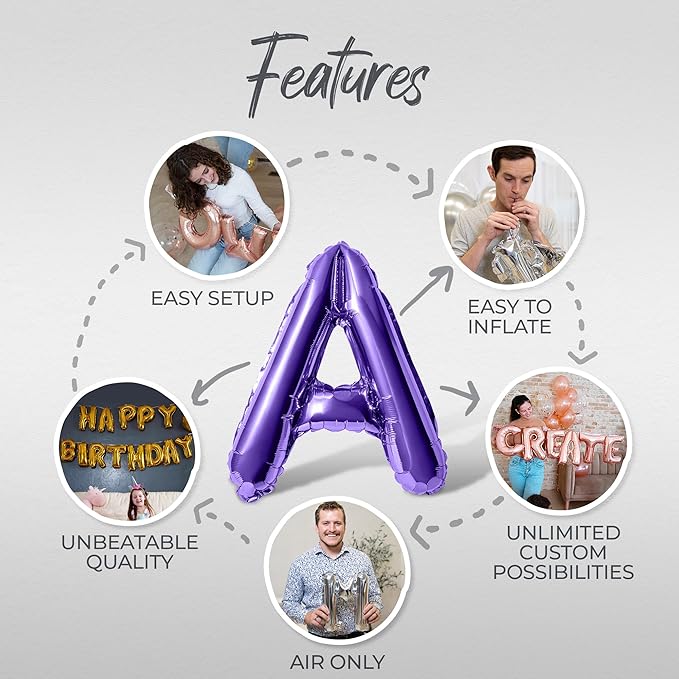 Letter Balloons - HAPPY RETIREMENT 16" Inch Alphabet Letters Foil Mylar Balloon Retirement Party Balloon Banner (Purple)