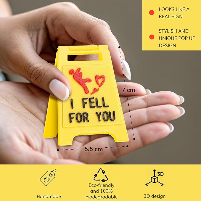 Cute Mini “I Fell for You” Sign – Valentines Day Funny Romantic Gift for Boyfriend, Girlfriend, Anniversary, Valentine’s Day, Christmas | Unique Love Gift for Him or Her | Proposal Decoration