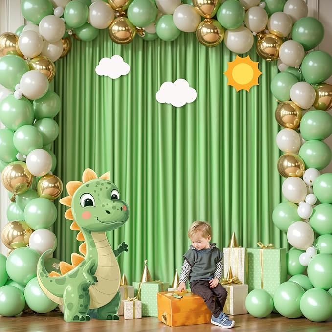 Sage Green Backdrop Curtain 6 Panels-Wrinkle-Free Green Curtains Polyester Photography Drapes for Baby Shower Birthday Party Photo Background Backdrop Stand- 24 X10FT (Sage Green)