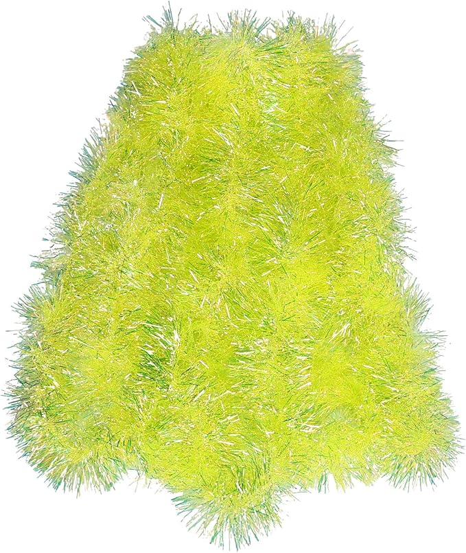 20FT Lime Green Christmas Tinsel Garland Iridescent Hanging Twisted Garland iRide for Christmas Tree Fireplace Mantle Xmas Party Home Decoration