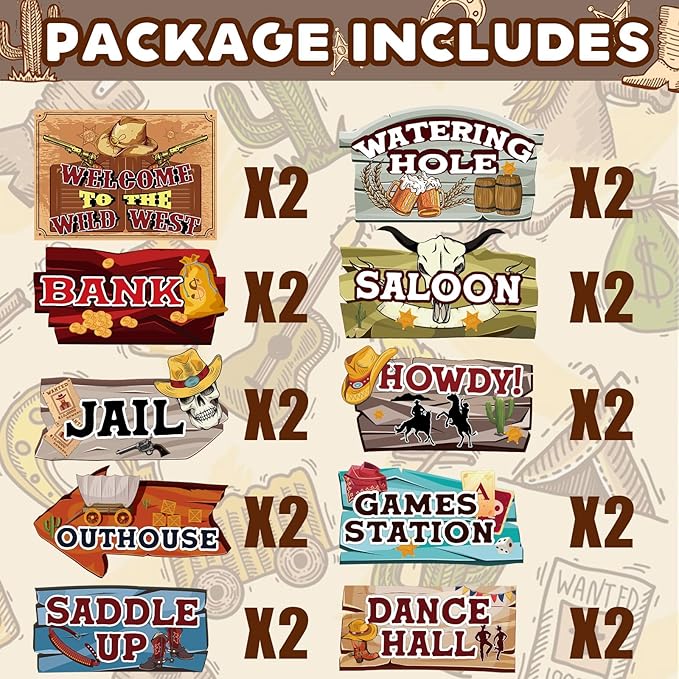 Hooqict Western Birthday Party Decorations 20 Pieces Cowboy Themed Party Signs Welcome To The Wild West Cutouts for Classroom Country Party Supplies