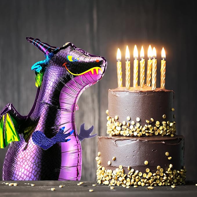 Sumind 6 Pieces Dragon Balloons Aluminum Foil Flying Magic Dragon Balloons for Medieval Theme Birthday Baby Shower Fantasy Party Supplies