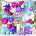 Pink and Teal Blue Balloon Arch Garland Kit with Purple Star Foil Balloons Hot Pink 4D Round Balloons for Birthday Baby Shower Wedding Anniversary Party Decorations