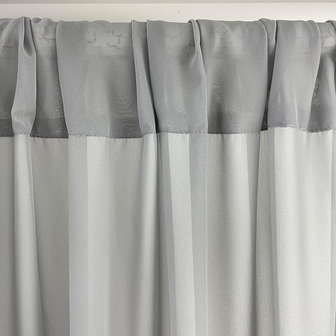 EHLDekol Sheer Chiffon Backdrop Curtains 10ft x 10ft(5ft x 2Panels)， Chiffon Fabric Drapes for Wedding, Long Sheer Curtain for Living Room, Arch Party Stage Decoration (Grey, 120 x 120 Inch)