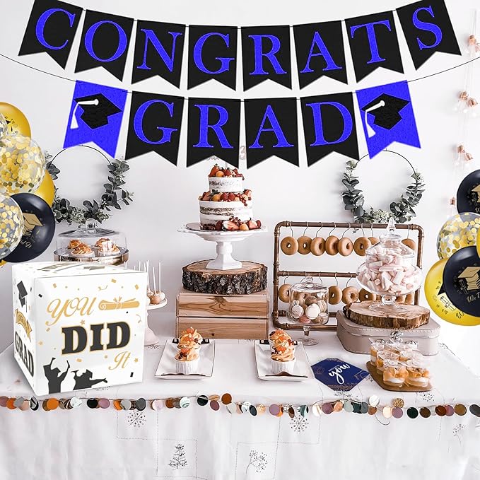 Graduation Card Box, Graduation Party Decorations 2025, Graduation Box, Graduation Card Holder, Foldable Cardboard Congrats Grad Card Gift Box for Graduation Party Supplies Party Favors White