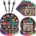 Rakuto Black History Month Decorations Tableware, 96PCS Juneteenth African American Famous People Disposable Paper Plates and Napkins Decoration, Happy June African Themed Party Forks Decor