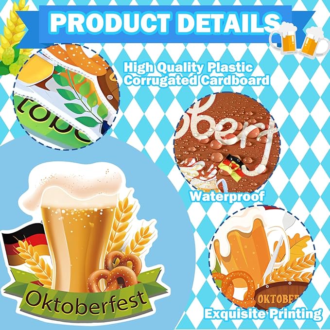 Amyhill 12 Pcs Oktoberfest Yard Decoration Outdoor Welcome to Oktoberfest Garden Lawn Signs with Stakes German Beer Festival Waterproof Outdoor Decor for Patio Lawn Walkway Party Supplies