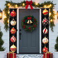 Nuxovilar Christmas Decorations Outdoor Yard Front Porch Sign Set, Black Background Christmas Ball Door Banners, Hanging Decor for Home Wall Yard