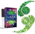 Laza 2 Jars St. Patrick’s Day Body Glitter Iridescent Chunky Sequins with Glitter Glue Women Eyeshadow Makeup Face Paint Festival Rave Outfits Hair Accessories Carnival Brat Party Costumes-Green Field