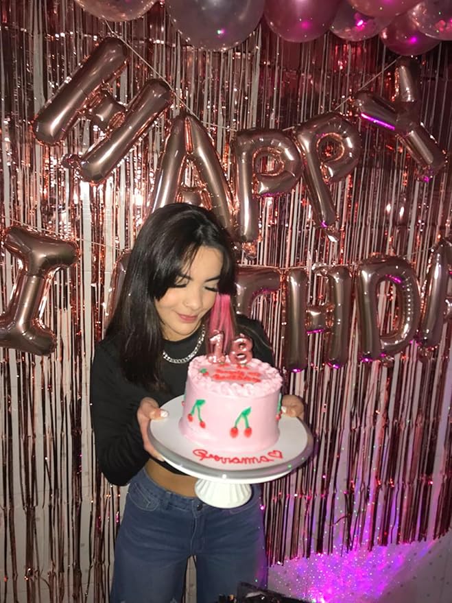 [85 PCS] 16" Rose Gold Letter Number Balloons, Happy Birthday & 2 Sets of A-Z 0-9, Foil Mylar Aluminum Hanging Alphabet for Graduation New Year eve Birthday Party Decorations