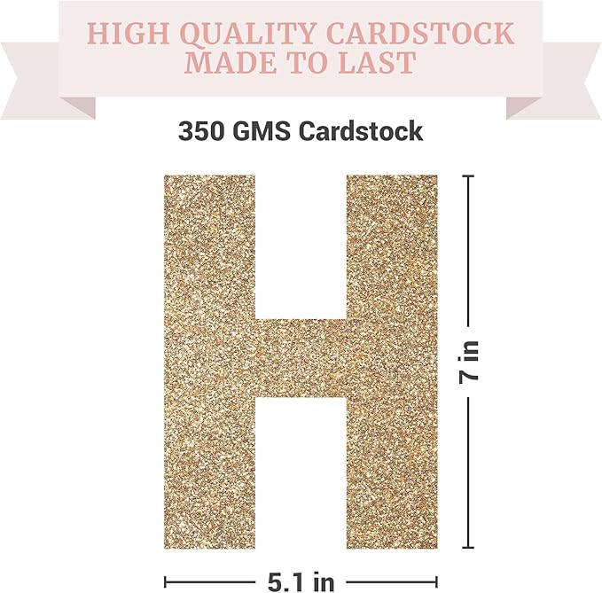 Pre-strung Happy Birthday Banner - No DIY - Gold Glitter Birthday Party Banner for Men & Women - Pre-strung Garland on 8 ft Strands - Gold Bday Party Decorations & Decor. Did We Mention No DIY
