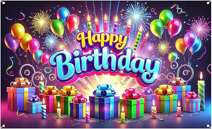 Nuxovilar Vibrant "Happy Birthday" Party Banner - Large 71"x43" Birthday Backdrop, Yard Sign, Colorful Decorations for All Ages, Indoor & Outdoor