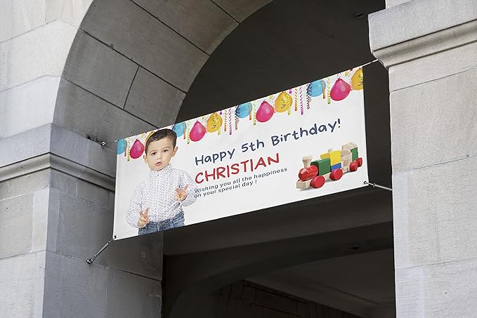 Custom Happy Birthday Vinyl Banner Sign, Personalized Party Backdrop, Gift, and Decoration - From NiceMemoryLLC. (Style-20)