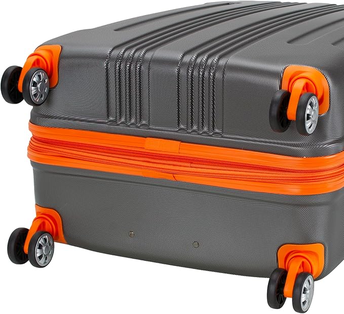 Rockland London Hardside Expandable Spinner Wheel Luggage, Checked Large 28", Charcoal