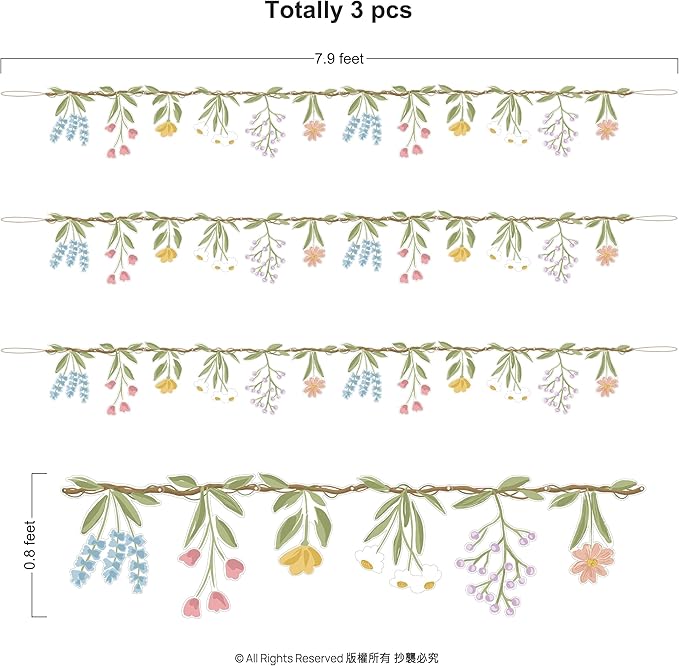 Cheerland Flower Banner Wildflower Garland Floral for Enchanted Garden Theme Wedding Wild One Birthday Baby Bloom Fairy Tale Tea Market Spring Easter Supplies Woodland Cottagecore Party Decorations