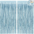 xo, Fetti Party Decorations Matte Blue Fringe Foil Curtain - Set of 2 | Bachelorette Bridal Shower Backdrop, Wedding, Birthday Photo Booth