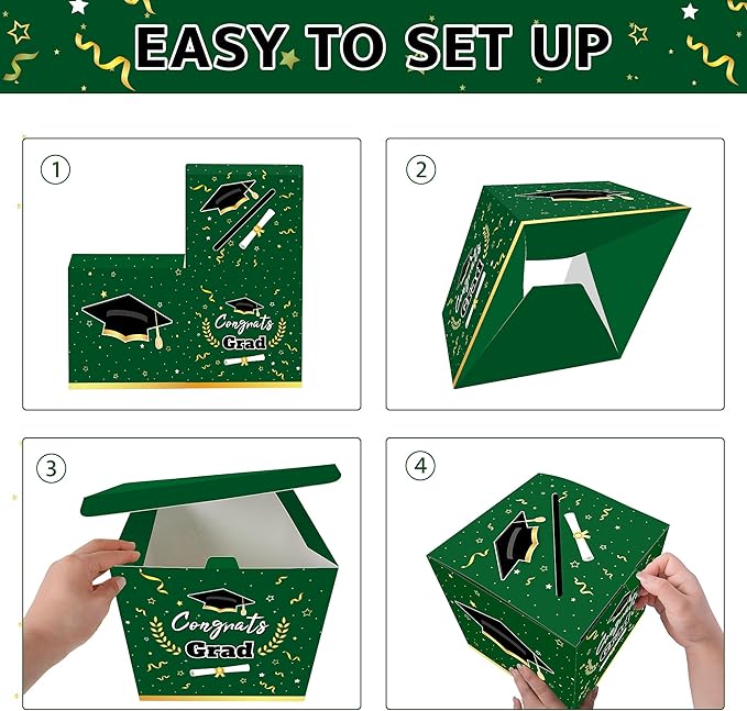 Graduation Decorations 2026 Green Graduation Card Box Graduation Party Decorations,Graduation Box,Congrats Grad Gifts Box for 2026 Graduation Party Supplies Favors