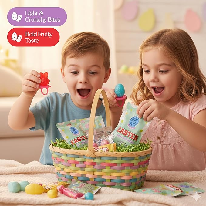 60 Pack Easter Ring Candy – Individually Wrapped Holiday Themed Bunny & Egg Lollipops – Strawberry, Tutti Frutti Delicious Flavors – Bulk Suckers Great Use, For Kids, Party Favor, Classrooms Partys, Goodie Bags, Baskets