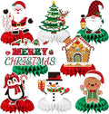 JULMELON Christmas Table Decorations Honeycomb Centerpieces,8 PCS 3D Double Side Xmas Holidays Table Centerpieces Cute Santa Snowman Table Toppers Decor for Christmas Party Supplies