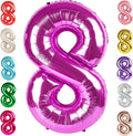 40 Inch Number 8 Balloon, Rose Purple 8 18 28 80 Birthday Balloons for Men Boys, 8th Birthday Decorations Party Supplies, Wedding, Graduations