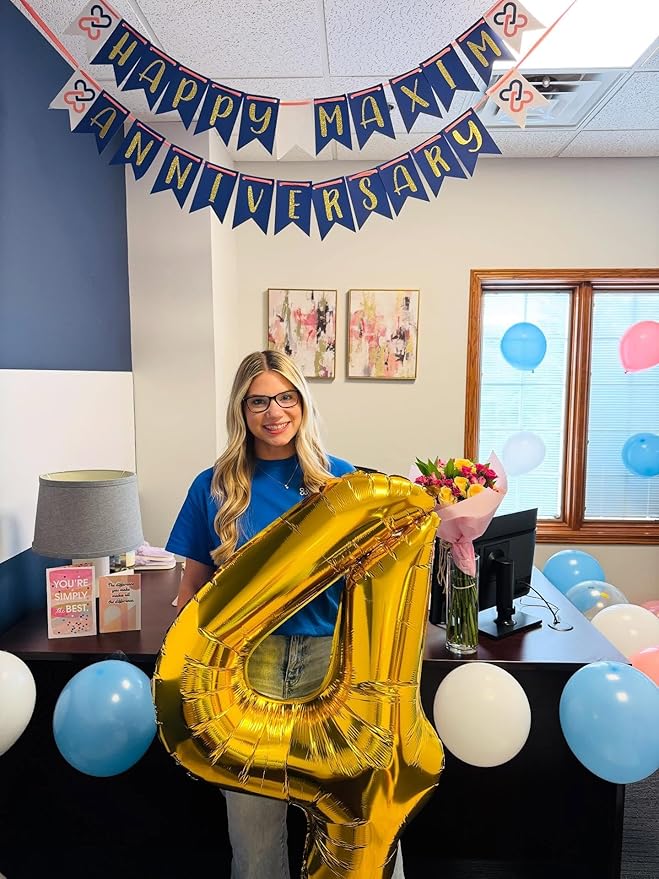 40 Inch Gold Number 2 Balloon, Giant 2 Number Balloons for 2nd Birthday Decorations, Party Supplies for Baby Boy Girl, Gold Party Decor