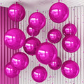 14 Pcs Hot Pink Round Foil Balloons 22/15/10 4D Ball Balloons Metallic Pink Fuchsia Balloon Ornament Mylar Balloon Chrome for Graduation Birthday Anniversary Disco Valentines Party Decorations