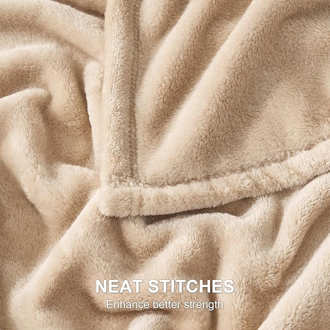 Hansleep Fleece Light Camel Throw XL Blanket, Super Soft Flannel Fuzzy Plush Cozy Blanket for All Seasons, Light Camel, Throw XL 50x70 Inches