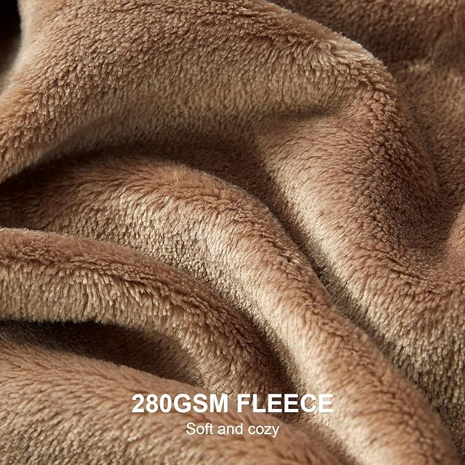 Hansleep Fleece Queen Blanket for Bed Fleece Camel, Queen Size Super Soft Flannel Fuzzy, Plush Cozy Blanket for All Seasons, Camel, Queen 90x90 Inches