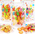 Fuutreo 50 Pcs Happy Birthday Bags Plastic Birthday Sealed Pouches Resealable Colorful Balloons Bags Party Favor Pouches for Home Candy Small Gift Party Wrapping Supplies Decoration