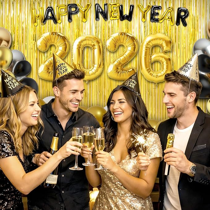 6 Pack Gold Foil Fringe Curtains Streamers Party Decorations 3.3 x 8.2 ft, Gold Tinsel Curtain Fringe Backdrop for Parties, Door Fringe Birthday Streamers, Photo Booth Backdrops, Party Decor