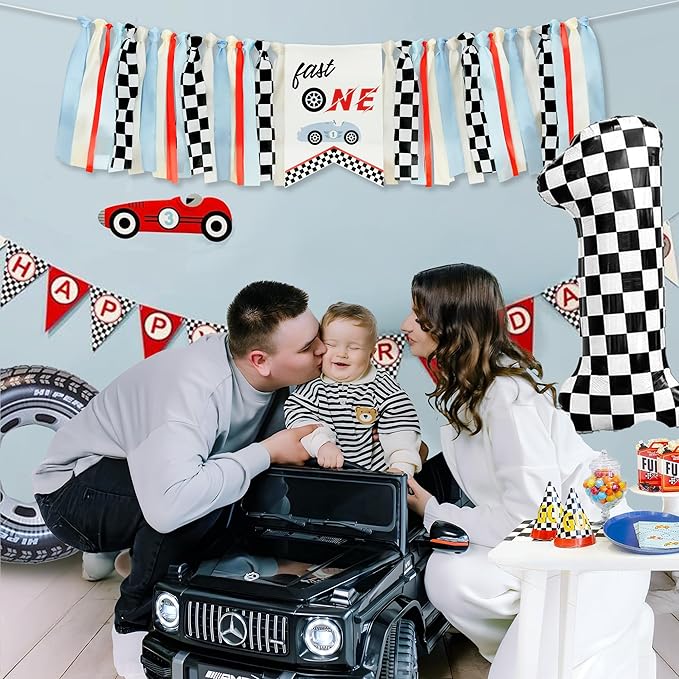 Fast One Highchair Banner 1st Birthday Boy Race Car First Birthday Party Decorations Fast One Race Car Photo Prop Cake Smash