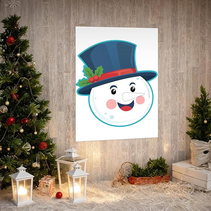 Christmas Games - Pin The Nose on The Snowman Games for Families Party, Cute Indoor Christmas Home Decor Party Decorations, Xmas Activities Presents Holiday Decor, Snowman Face