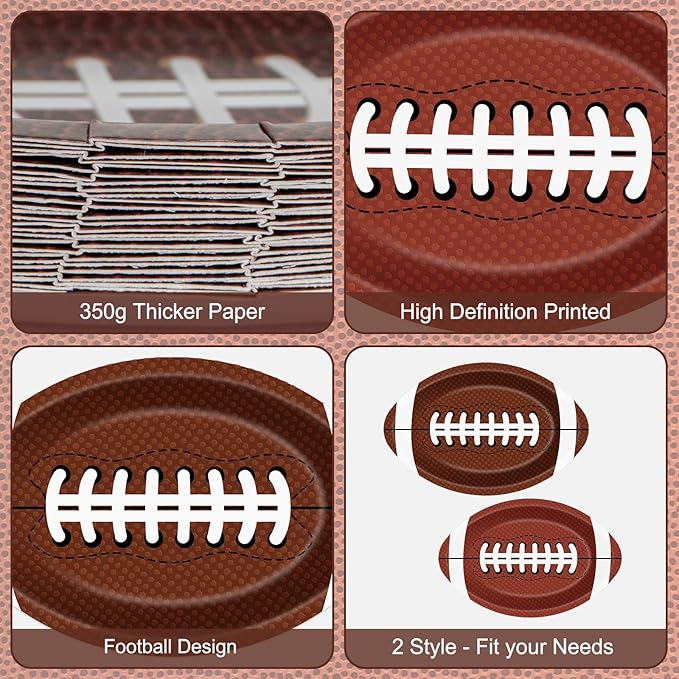 50 Pcs Football Plates - Rugby Shape Design Paper Plate, Disposable Dinner Dessert Paper Plates Tableware Set for Football Party Supplies Birthday Game day Tailgate Party Decorations Table Decor