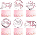 6-Pack Rose Gold Birthday Cake Topper Set, Double-Sided Glitter, Acrylic Happy Birthday Sign Cake Toppers/Cupcake Toppers, Party Decorations Supplies for Girls and Mom.