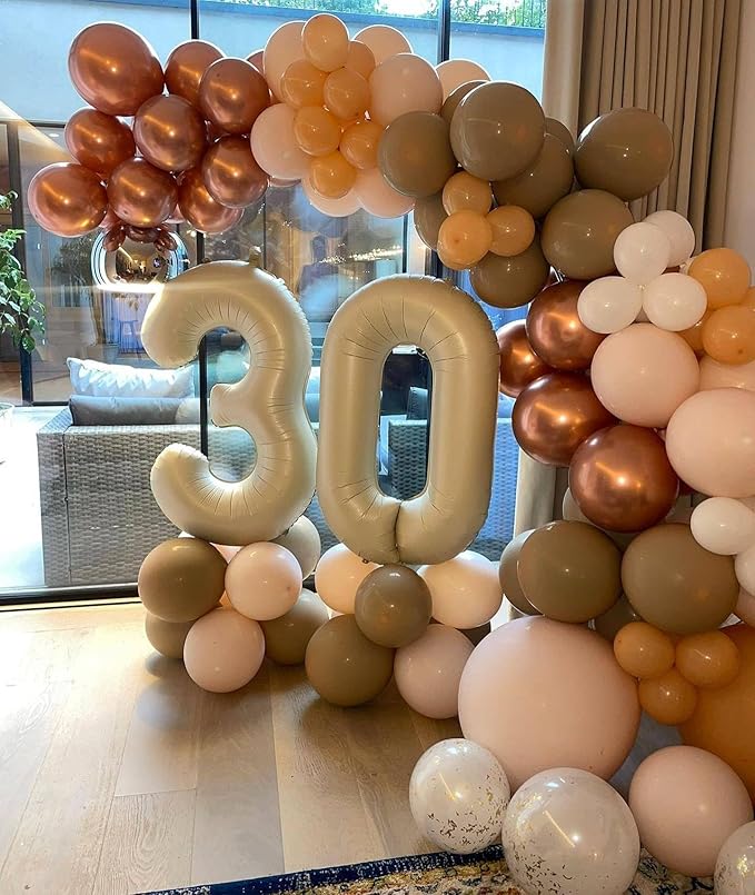 Cream Number 6 Balloon 40 Inch, 6th Birthday Party Decorations for Children, Giant 6 Foil Balloon for Party Supplies