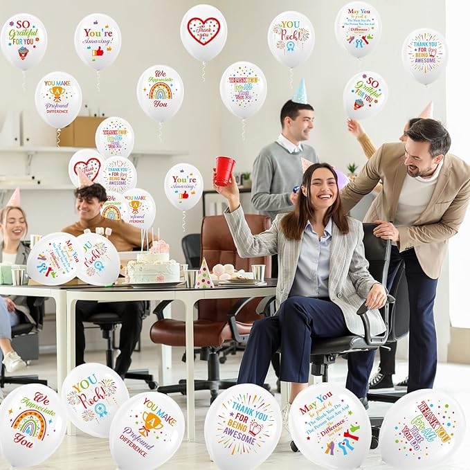 HOWAF 36pcs We Appreciation You Balloons,Employee Appreciation Day Part Latex Balloons for Employee Appreciation Day Office Decor,Thank You Employee Balloons for Employee Appreciation Party Supplies