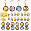 Winnie Baby Shower Favors Keychain,72pcs Winnie Baby Shower Birthday Party Supplies for Guest, 24 Acrylic Keychains, 24 Tags, 24 Gift Bags for Winnie Themed Party