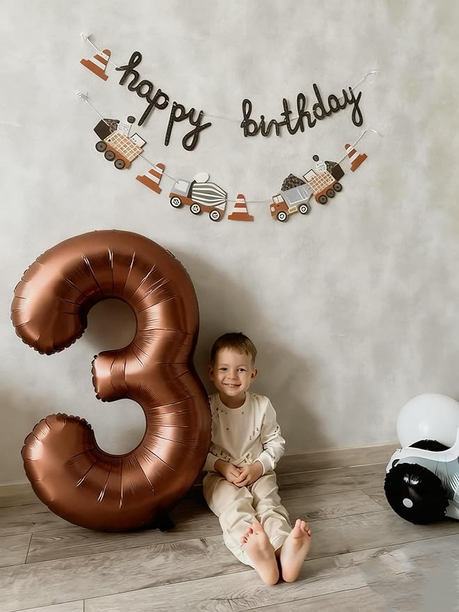 Coffee Brown Number Balloons, 40 Inch 3 Balloon for Birthday Party Decoration, Number 3 Ballon for 3, 13, 23, 30 Celebration, Boy and Girl Birthday, Wedding, Anniversary Decor