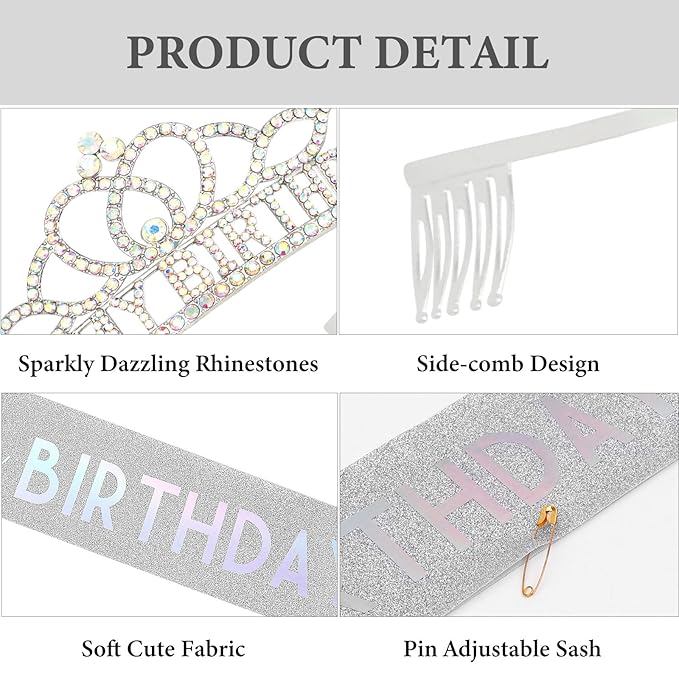 CAVETEE Birthday Crowns for Women, Happy Birthday Crown for Party Decorations