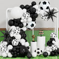 Soccer Balloon Garland Arch Kit - Black and White Football Print Balloons Arch Kit with Foil Football Exploding Star Balloon for Sports Fan, Birthday Party, Baby Shower, Soccer Theme Party Decor
