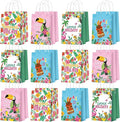 Outus 24 Pcs Summer Hawaiian Party Favor Bags Tropical Goodie Gift Paper Bags with Handles Aloha Tiki Luau Palm Leaves Flamingo Treat Candy Pouch for Summer Party Birthday Decor Baby Shower Supplies