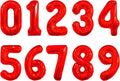 Number Balloons 16 Inch Mylar Foil Number 0-9 Balloons Set for Party Decoration Custom Digital Balloons 10 Pieces Party Supplies (Red)