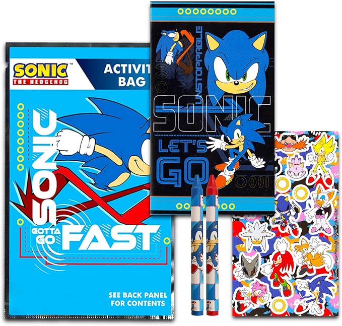Sonic The Hedgehog Sonic Birthday Party Favors Set - Bundle with 24 Play Packs | Mini Coloring Books, Stickers, and More for Goodie Bags (Sonic Party Supplies)