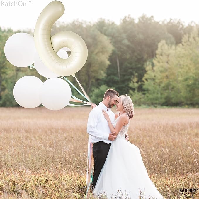 KatchOn, Cream Number 1 Balloons for 1st Birthday - Giant 40 Inch | One Balloon for First Decoration | 1 Balloon Number For The Big One Birthday Decorations | 1st Happy Anniversary Decorations
