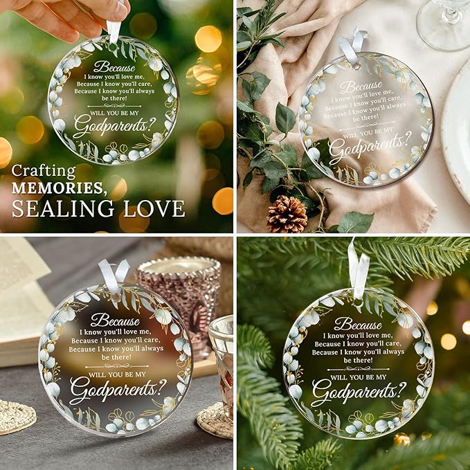 HEXMOZ Godparents Proposal Gift - Will You Be My Godparents Ornament - Godparent Gifts for Baptism, Catholic Godparent Ornament, Present from Godchild - Acrylic Christmas Ornaments 2026