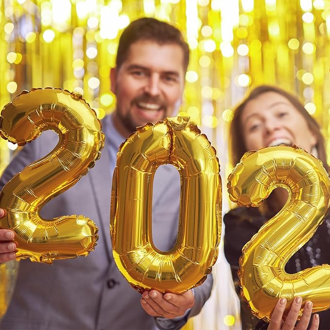 20 Pieces 2 Sets of 16 Inch Gold Number 0-9 Balloons – Foil Mylar Balloons for Custom Number Decorations, Birthday, Anniversary, Graduation, New Year, and Party Backdrops