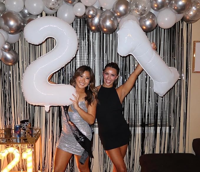 White Number 21 Balloon 40 inch, 21 Number Balloons, 21st White Birthday Decorations for Women Men, 21 Year Old Party Supplies