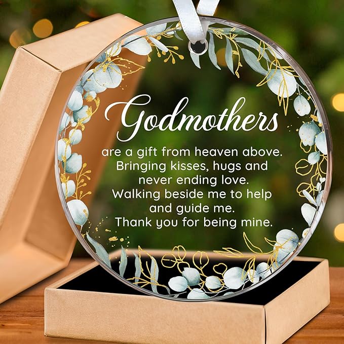 HEXMOZ Godmother Gift for Mothers Day - Godmother Gifts from Godchild, Goddaughter - Godmothers Ornament, Present from Godson - Acrylic Christmas Ornaments 2026