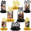8Pcs 50th Birthday Decoration for Men Women 50th Birthday Table Decorations Cheers to 50th Birthday Honeycomb Centerpieces Table Topper Black and Gold 50th Birthday Party Favors