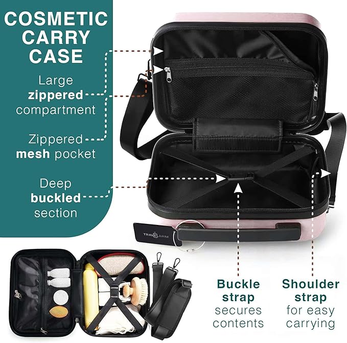 TRAVELARIM Luggage Sets 3 Piece, 20 Inch Carry on Luggage and 28 Inch Suitcases with Wheels Spinner, Durable Hard Shell Suitcase Set, Expandable Travel Suitcase, Pink